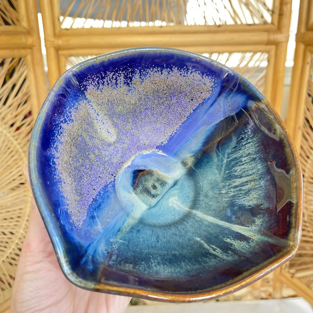 Hockomock Pottery Blue Purple Tones Studio Pottery Ceramic Decorative Bowl - Picture 3 of 9